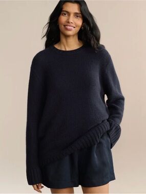 Jenni Kayne XXS Amelia Cashmere Crewneck Sweater Navy Blue